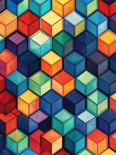多彩立体方块几何图案背景