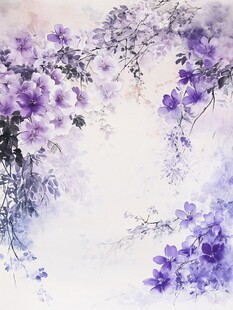梦幻紫花水彩背景图