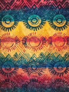 多彩太阳图案民族风背景