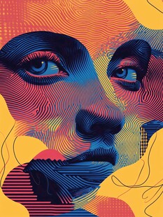 抽象风格女性面部艺术画