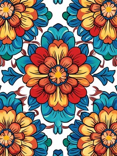 多彩花卉图案无缝背景