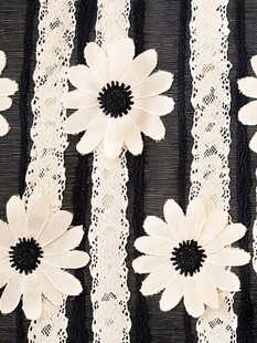 黑白蕾丝配雏菊装饰图案