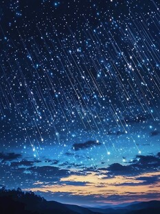 梦幻流星夜空美景