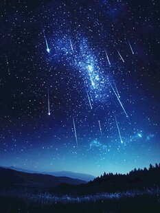 梦幻星空下的流星美景