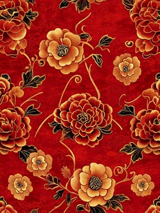红色牡丹中式花纹图案