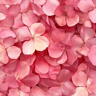 浪漫粉色绣球花花卉图案