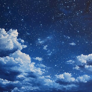 梦幻星空与云朵的美丽景象