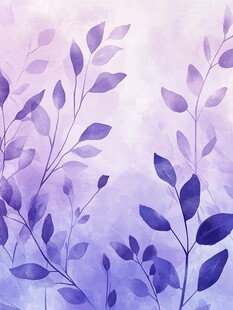 梦幻紫色枝叶水彩背景图