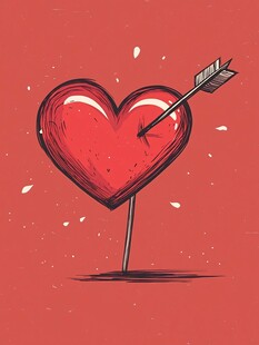 爱心被箭射中插画