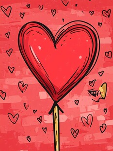 爱心棒棒糖的浪漫插画