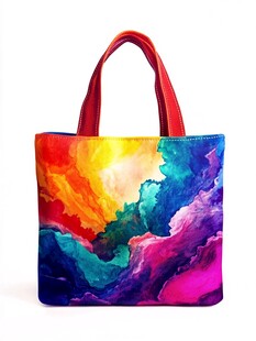 多彩水彩风时尚手提包