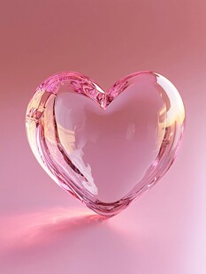 粉色透明心形水晶摆件