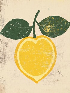 复古风心形柠檬插画