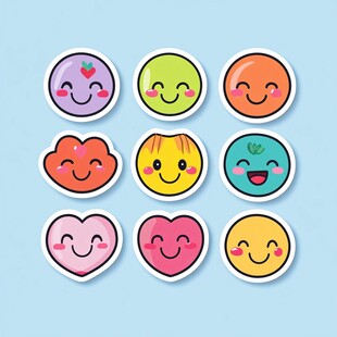 可爱笑脸表情贴纸集合
