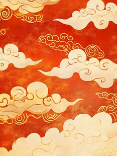 中式古典祥云红色背景图