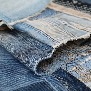 复古拼贴牛仔布纹理细节