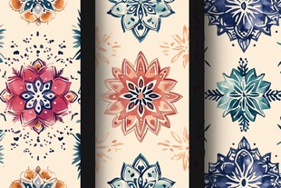 复古风多彩曼陀罗花纹图案