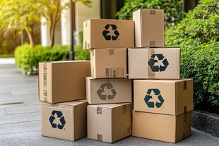 户外堆叠的可回收纸箱