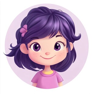 可爱紫发小女孩卡通头像
