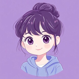 扎发髻的可爱蓝衣女孩