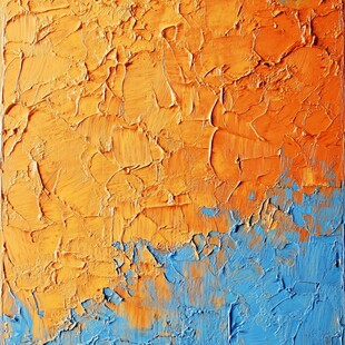 橙蓝撞色厚涂油画纹理