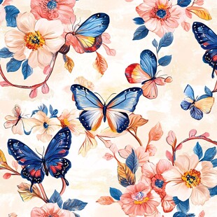 花卉蝴蝶唯美图案设计