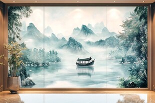 中式山水背景墙意境悠远