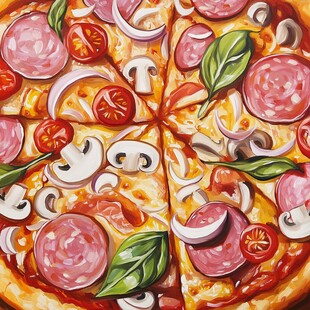 美味多彩的手绘意大利披萨