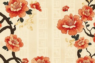 中式花卉图案装饰背景图