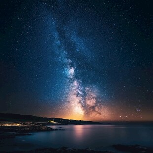 海边璀璨星空梦幻夜景