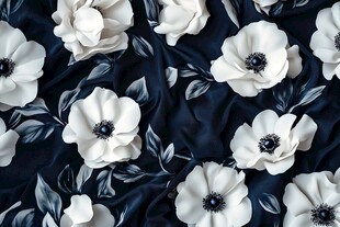 蓝底白花织物图案