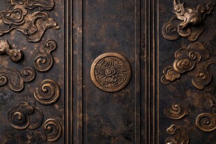 中式古典雕花青铜大门