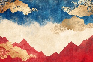 国风山水祥云复古背景图