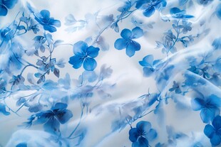 蓝花布纹 梦幻花卉纹理图案