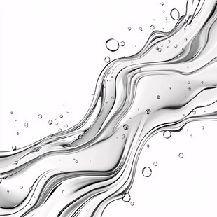 流动的透明水波与气泡
