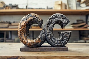 复古雕花字母摆件展示