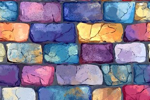 彩色斑驳石块墙面纹理