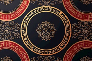 中式黑金古典花纹图案