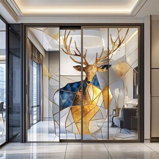 鹿形艺术玻璃隔断 现代风格