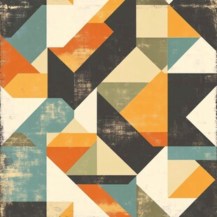 几何拼接复古风图案设计