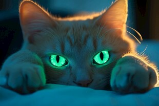 绿眼萌猫趴卧姿态超迷人