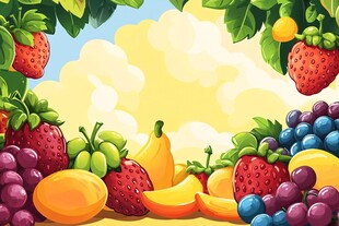 缤纷水果的夏日活力场景