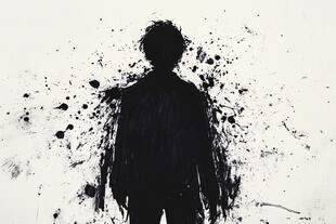 黑色泼墨风人物背影剪影