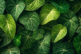 翠绿心形叶片的自然之美