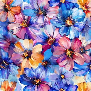 多彩花卉水彩无缝图案