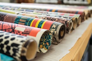 多彩花纹墙纸整齐排列