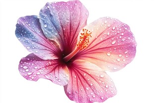 带露的梦幻色彩木槿花