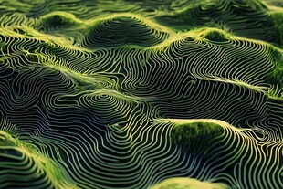 绿色线条勾勒的起伏地形