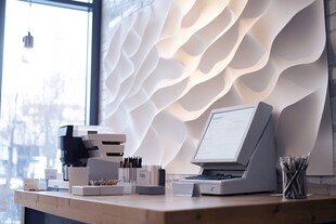 简约收银台的店内一角