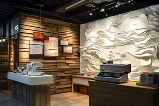 复古风店内的打字机陈列